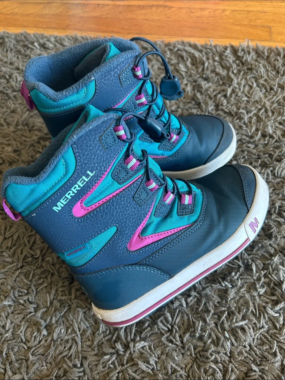 Merrell Snow Bank 3.0 Waterproof Snow Boots Kids Size 13M Blue Pink